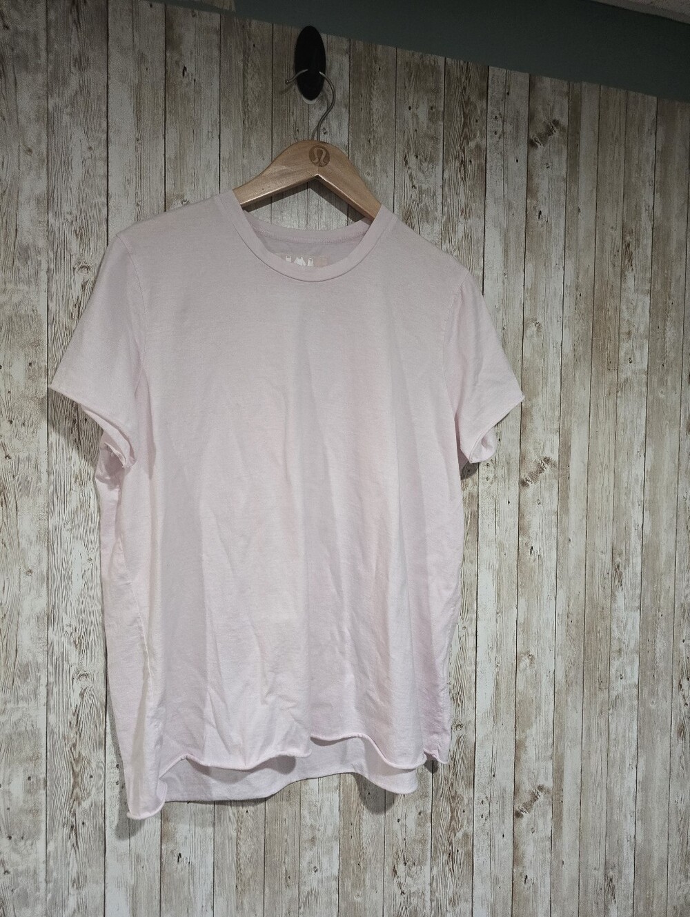 Labo.Art Light Pink Cotton Rolled Hem Minimalist  T Shirt Women's L